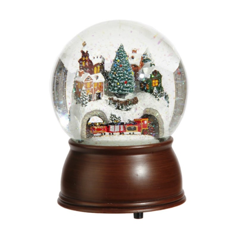 Raz Raz 65inch Musical House and Moving Train Glitter Globe 