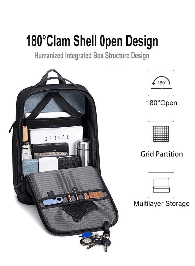 ARCTIC HUNTER Business Backpack for Men Laptop Bag Office Travel Backpack iPad and Clothing Pocket Anti Theft Water Resistant Backpack with USB Port B00554 Black - Image 5