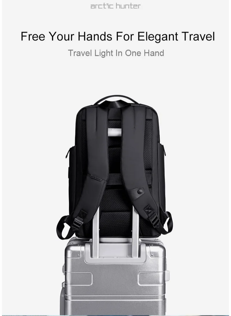 Arctic Hunter Black Laptop Daypack Durable Polyester Backpack with Built In USB/Headphone Port Computer Bag for Men Women, B00554, Black  | Best Price UAE