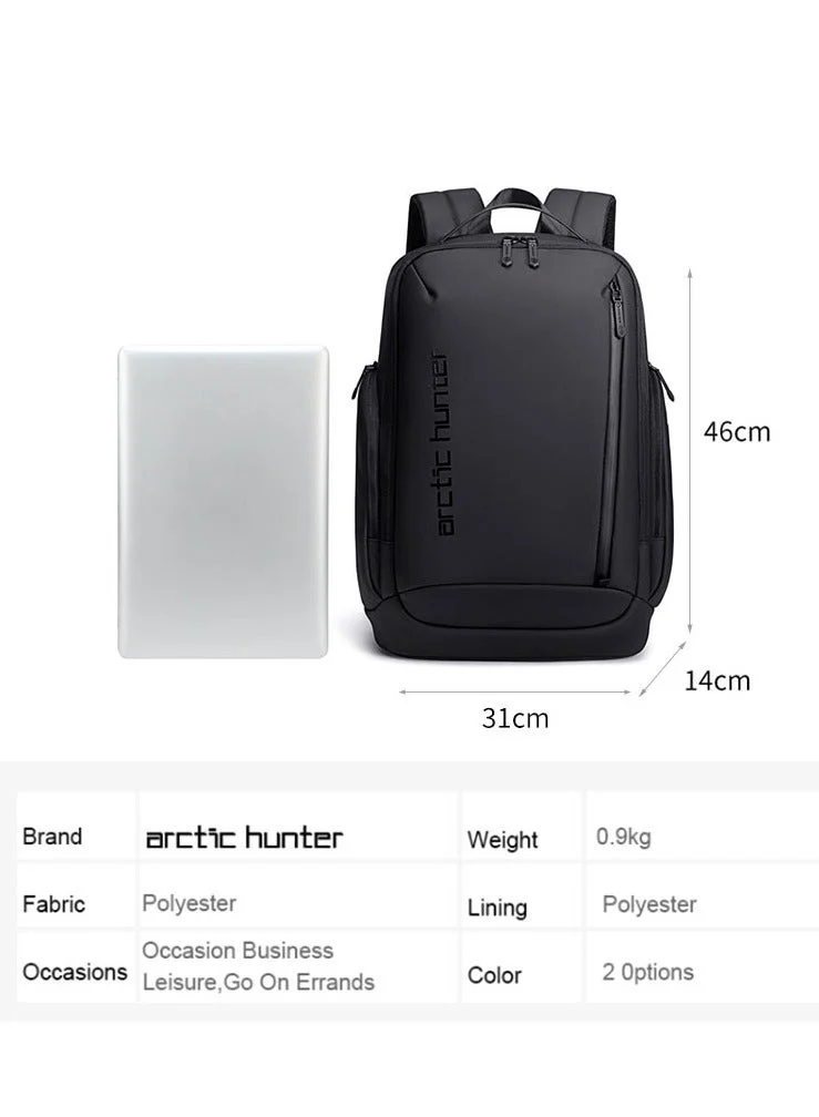 Arctic Hunter Black Laptop Daypack Durable Polyester Backpack with Built In USB/Headphone Port Computer Bag for Men Women, B00554, Black  | Best Price UAE