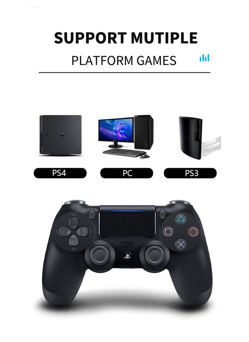 جنرال - وحدة تحكم لاسلكية لجهاز PS4/PS4 Slim/PS4 Pro/PC مع ذراع تحكم مضادة للانزلاق وكابل USB واهتزاز مزدوج ولوحة لمس قابلة للنقر ووظيفة صوتية وإضاءة LED - Image 1