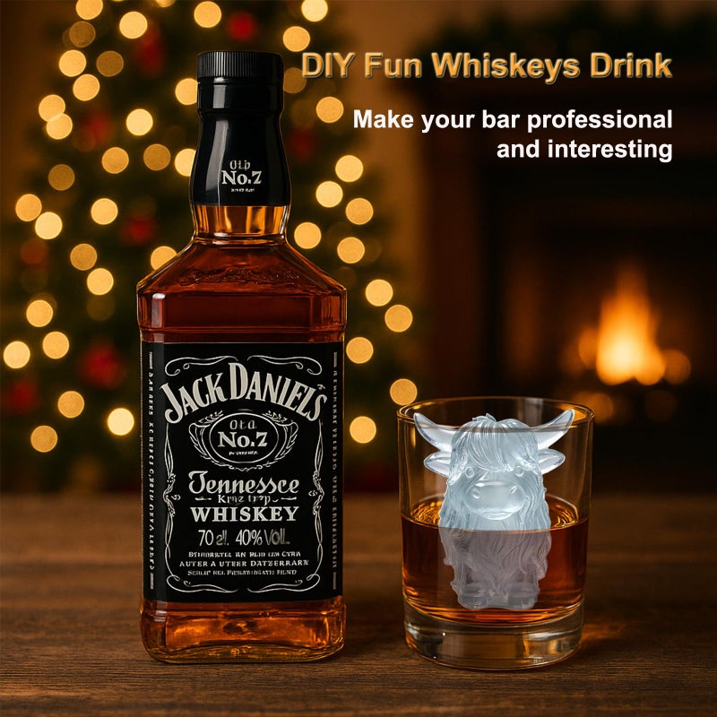 SIUPER 3D Highland Cow Ice Cube Silicone Molds Tray for Whiskey, Cocktail, Drink, Bar; Rich Details. Fun Animal Mold for DIY Taba Squishy Chocolate Soap Candle Resin Gift for Women Girls Boys; 2 Pack - Image 4