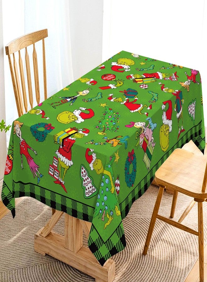 Hafangry Green Christmas Tablecloth Buffalo Plaid Check Xmas Winter Holiday Party Decoration Rectangular Kitchen Dining Room Home Decor 60×84 inches - Image 1