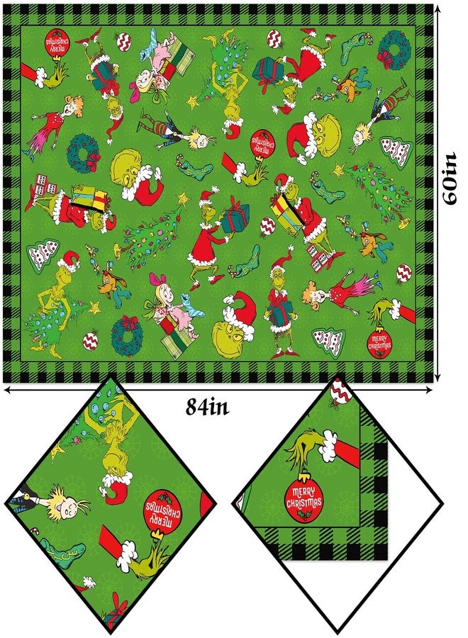 Hafangry Green Christmas Tablecloth Buffalo Plaid Check Xmas Winter Holiday Party Decoration Rectangular Kitchen Dining Room Home Decor 60×84 inches - Image 3
