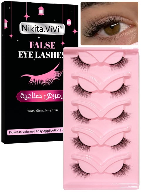 Half False Eyelashes with Clear Band Cat Eye Look Natural Fake Lashes Strips, 3D Fake Eyelash Natural Look Fake Eyelashes