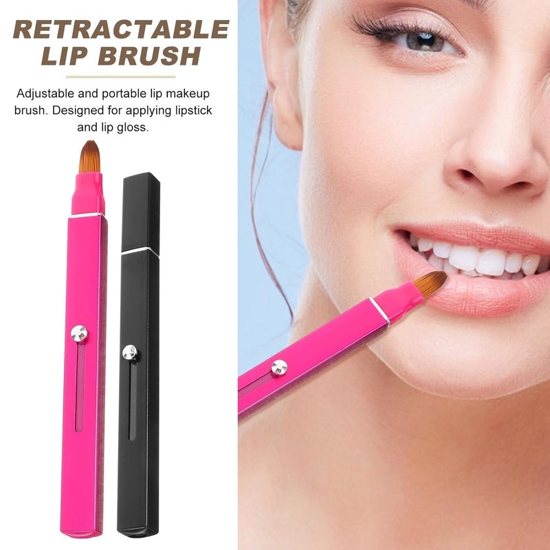 2pcs Double-head Retractable Lip Brush Set Portable Lipstick Applicator Wands with Caps for Precise Lip Makeup Suitable and Application - Image 3