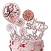 IEALODS Rose Gold Cake Topper Decorations with Happy Birthday Candles Acrylic Birthday Cake Topper Confetti Balloon and Paper Fans for Rose Gold Theme Birthday Party Dcor - Image 2
