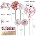 IEALODS Rose Gold Cake Topper Decorations with Happy Birthday Candles Acrylic Birthday Cake Topper Confetti Balloon and Paper Fans for Rose Gold Theme Birthday Party Dcor - Image 4