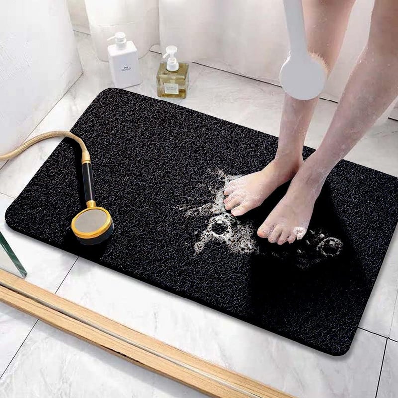 Asvin Soft Textured Bath, Shower, Tub Mat, 47x16 Inch, Phthalate Free, Non Slip Comfort Bathtub Mats with Drain, PVC Loofah Bathroom Mats for Wet Areas, Quick Drying - Image 1