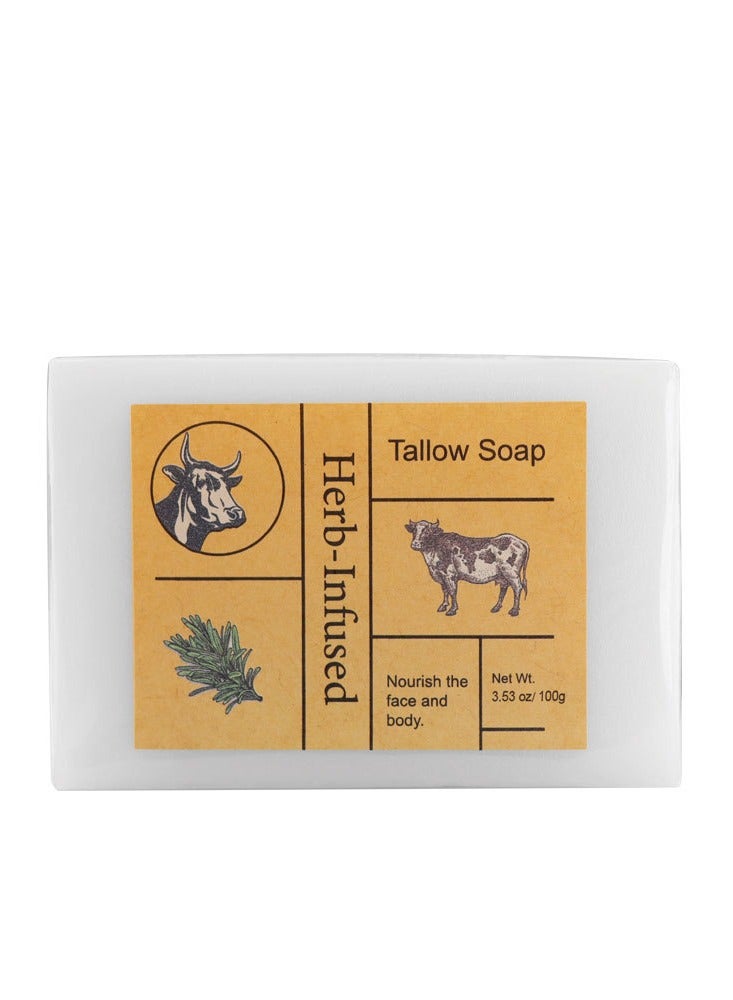 Generic Beef Tallow Soap, 100% Handmade Grass-Fed Soap, Mild & Moisturizing for Deep Skin Cleansing, Improves Skin Elasticity, Suitable for Face & Body (100g)  - Image 1