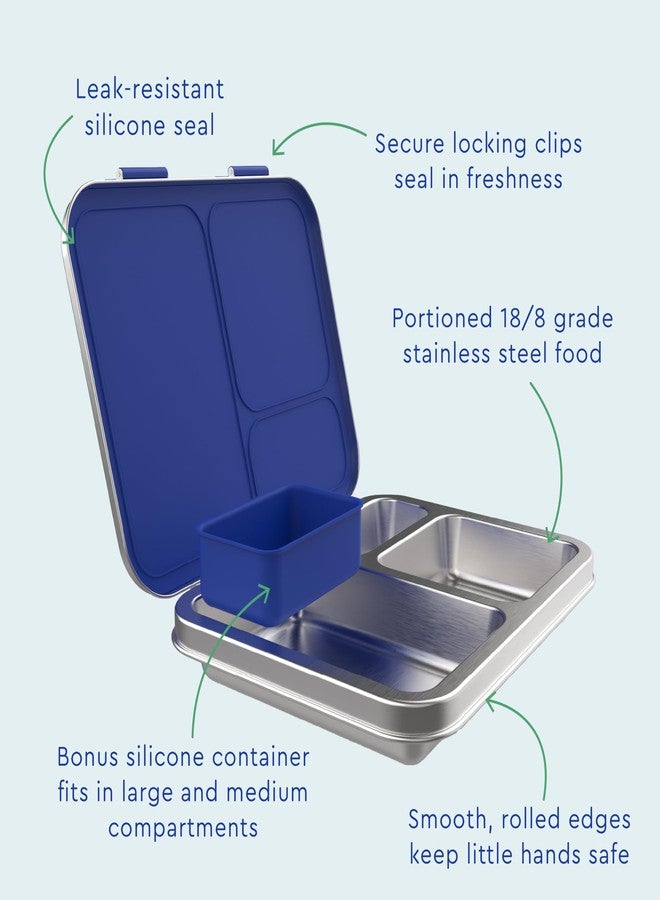 Bentgo صندوق غداء مقاوم للتسرب من ستانلس ستيل للأطفال من بنتغو - 3 أقسام مع حاوية سيليكون إضافية، متين، صديق للبيئة، آمن في غسالة الصحون، خالي من BPA، مثالي للمدرسة، للأعمار 3 سنوات فما فوق (قرش) - Image 5