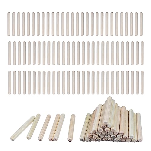 YEUIKERR 300 Pcs Fluted Wood Dowel Pins 1/4 inch x 2 inch Length, Dowels for Woodworking - Image 1