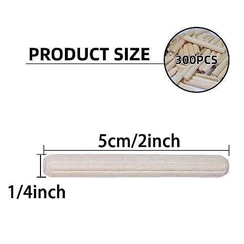 YEUIKERR 300 Pcs Fluted Wood Dowel Pins 1/4 inch x 2 inch Length, Dowels for Woodworking - Image 2