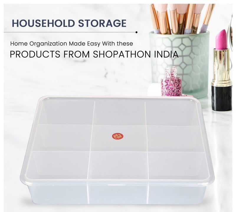 SHOPATHON INDIA 9 Grids High Thickness Plastic Multipurpose Rectangular Storage Box with Tight Lid - Mini - Image 5