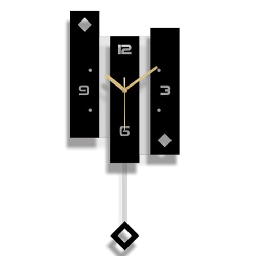 SHISEDECO Creative Mute Modern Large Pendulum Clock in Black and White Color Decorative Silent Decor for Home, Kitchen, Living Room, Office, Colorful Acrylic Art Design(Full Range Available) - Image 1