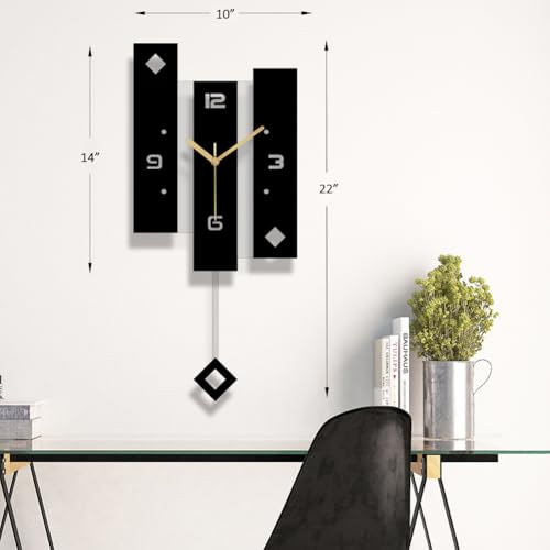 SHISEDECO Creative Mute Modern Large Pendulum Clock in Black and White Color Decorative Silent Decor for Home, Kitchen, Living Room, Office, Colorful Acrylic Art Design(Full Range Available) - Image 3