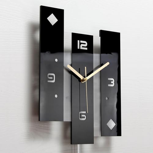 SHISEDECO Creative Mute Modern Large Pendulum Clock in Black and White Color Decorative Silent Decor for Home, Kitchen, Living Room, Office, Colorful Acrylic Art Design(Full Range Available) - Image 4