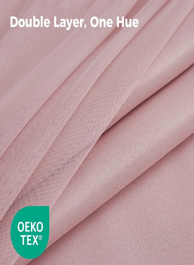 Swandream 100% Blackout Curtains for Bedroom, Double Layer Pink Curtains, Black Out Curtain 96 inch Long with Sheer Overlay for Living Room, Room Darkening Window Drapes with Grommet, 52" W x 96" L - Image 4