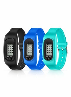 SYOSI Silicone Fitness Tracker Watch 3 Pcs Walking Running Pedometer Calorie Burning and Step Counting Bracelet Steps Pedometer Watch for Walking Men Women Kids  - Image 1