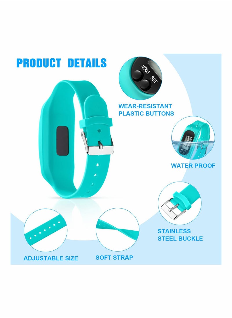 SYOSI Silicone Fitness Tracker Watch 3 Pcs Walking Running Pedometer Calorie Burning and Step Counting Bracelet Steps Pedometer Watch for Walking Men Women Kids  - Image 3