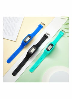 SYOSI Silicone Fitness Tracker Watch 3 Pcs Walking Running Pedometer Calorie Burning and Step Counting Bracelet Steps Pedometer Watch for Walking Men Women Kids  - Image 2