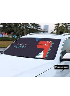 Y&D Car Sun Shade for Front Windshield Sunshades Visor Protector Blocks UV Rays Foldable Dinosaur Universal Fit and Heat Reflector  - Image 1