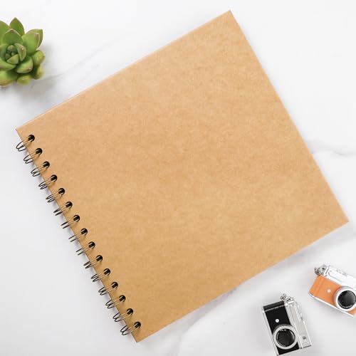 MEMOTOR Scrapbook 7 x 7 Inch DIY Photo Album, Memory Book for Parents and Kids, Hardcover Kraft Paper Brown 20 Sheets/ 40 Pages - Image 1