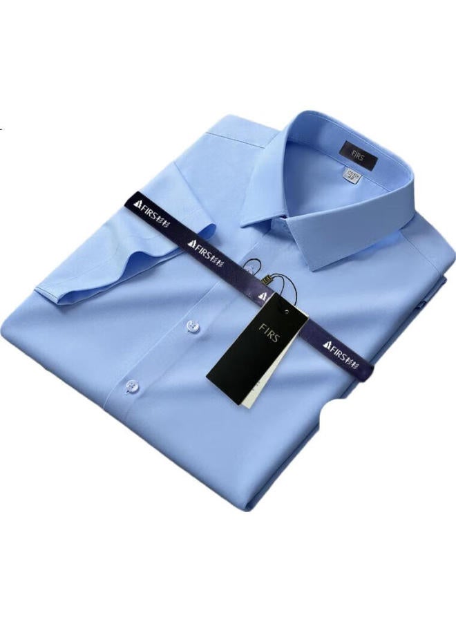 FIRS Men'S Summer Business Modal Mulberry Silk Short Sleeve Shirt Elastic Wrinkle-Free Shirt D19103 41 - Image 1