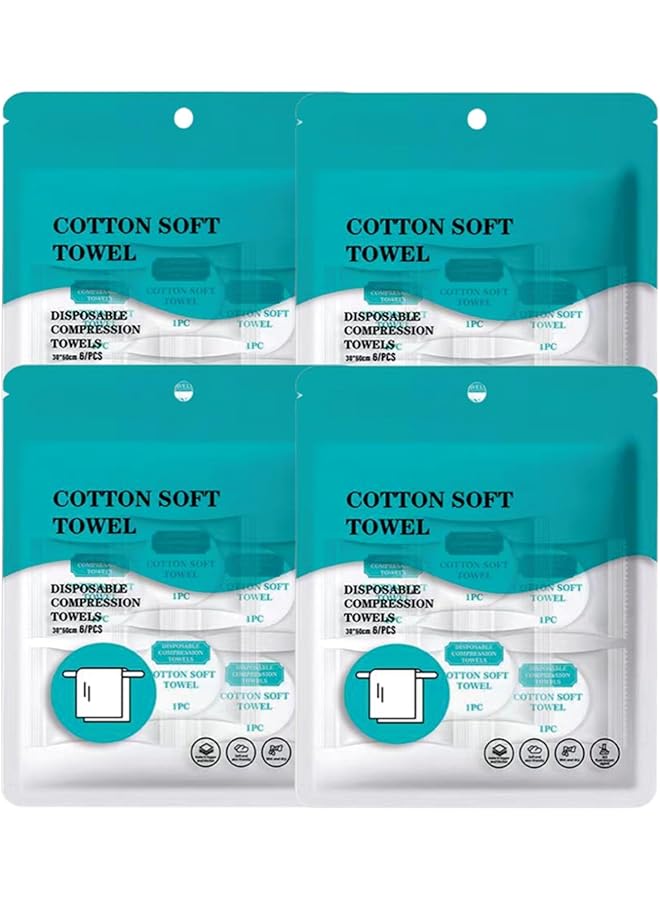 Excefore Disposable Face Towels 24 PCS Compressed Towel Tablets Mini Portability Travel Towel Compressed Towels Expands in Water Extra Thick Compressed Towel for Home Care Outdoor Camping - Image 1