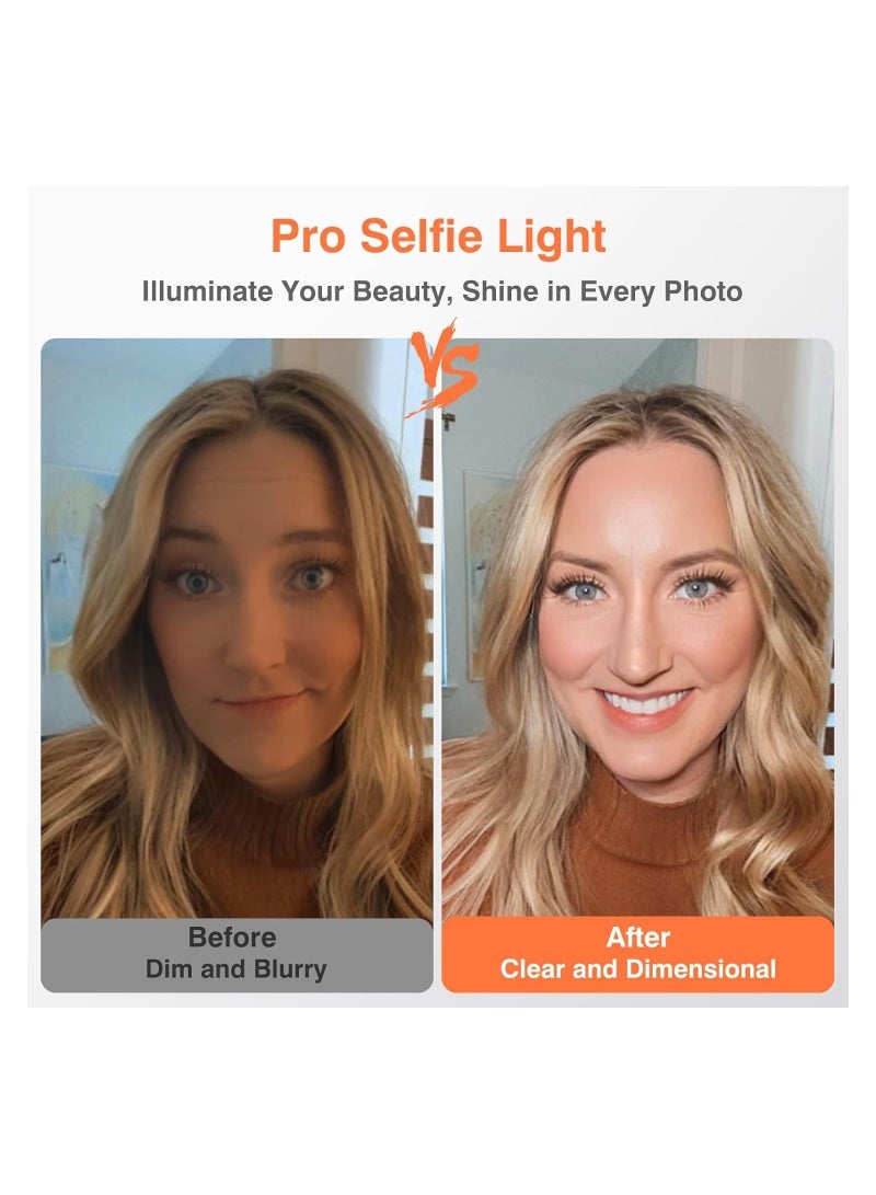 كابتن تيك Selfie Light, Video Conference Lighting Kit, Full-Screen Rechargeable Clip on Ring Light with 3 Modes for Phone, Laptop, 10X Brighter Soft Phone Light for Selfies, Live Streaming, Webcam Lighting - Image 3