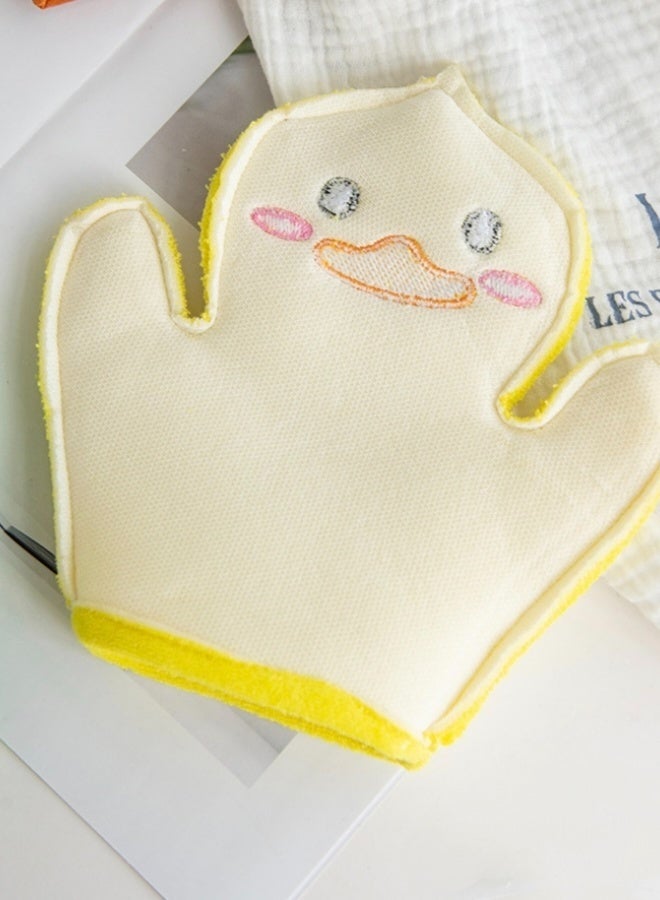 مجموعة من قفازات الاستحمام للأطفال المكونة من قطعتين قفازات استحمام ناعمة على شكل ضفدع وبطة لطيفة ومقشرة لطيفة لمغسلة الأطفال الصغار وقت الاستحمام آمنة على البشرة ملحقات العناية بالطفل - Image 3