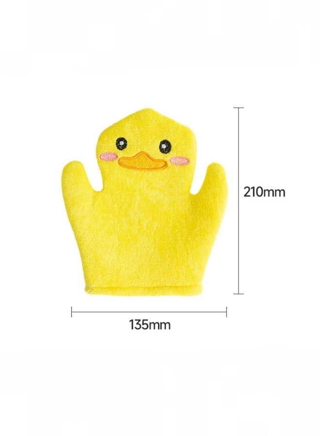 مجموعة من قفازات الاستحمام للأطفال المكونة من قطعتين قفازات استحمام ناعمة على شكل ضفدع وبطة لطيفة ومقشرة لطيفة لمغسلة الأطفال الصغار وقت الاستحمام آمنة على البشرة ملحقات العناية بالطفل - Image 2
