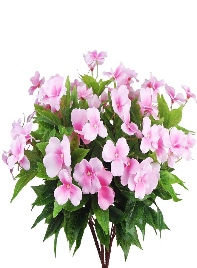 CITYES 4 Pcs Artificial Flowers Outdoor Impatiens UV Resistant Silk Impatiens Flowers Pink Faux Flowers Impatiens Bushes Artificial Impatiens for Pot Patio Lawn Garden Hanging Basket Porch Decor - Image 1