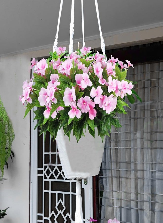CITYES 4 Pcs Artificial Flowers Outdoor Impatiens UV Resistant Silk Impatiens Flowers Pink Faux Flowers Impatiens Bushes Artificial Impatiens for Pot Patio Lawn Garden Hanging Basket Porch Decor - Image 3