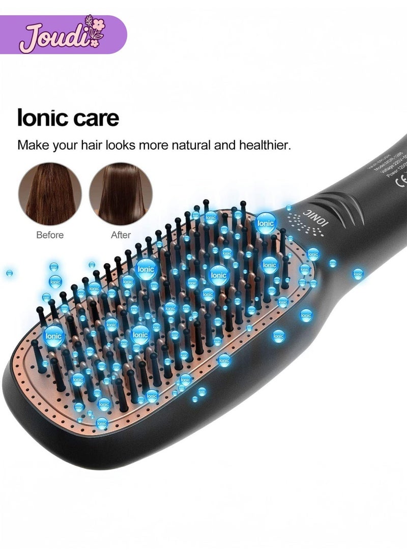 Joudi 3-in-1 Professional Ionic Hair Dryer Brush - Ceramic Tourmaline Straightener & Styler with 3 Heat/2 Speed Settings (Black) - Image 2
