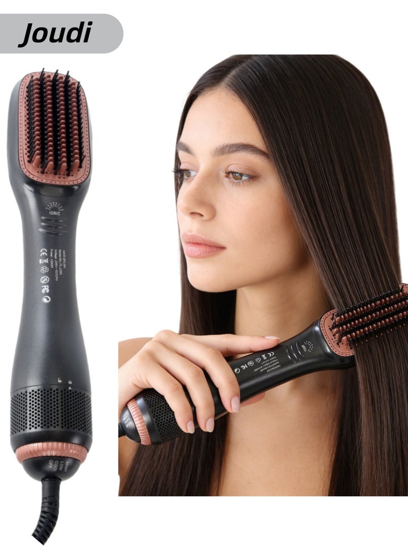 Joudi 3-in-1 Professional Ionic Hair Dryer Brush - Ceramic Tourmaline Straightener & Styler with 3 Heat/2 Speed Settings (Black) - Image 1