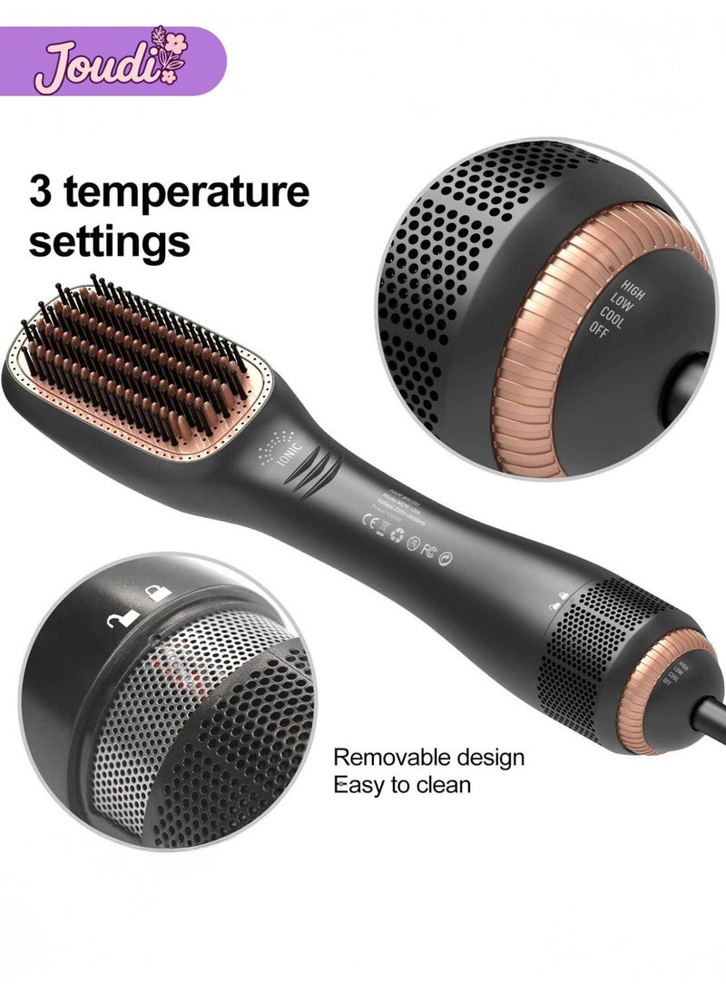 Joudi 3-in-1 Professional Ionic Hair Dryer Brush - Ceramic Tourmaline Straightener & Styler with 3 Heat/2 Speed Settings (Black) - Image 5