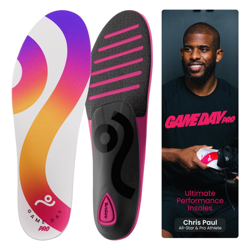 MOVE Game Day Pro Ultimate Performance Sports Insoles for Basketball Volleyball Football Tennis Athletics Baseball Running and Active Lifestyle Extra Shock Absorption M 445WM 556