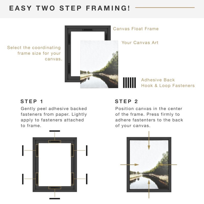 MCS Canvas Float Frames 8x10 Frame, Black Frame for Finished Canvases, Vertical & Horizontal Wall Hanging Frame with Adhesive for Canvas Paintings (1-Pack) - Image 4
