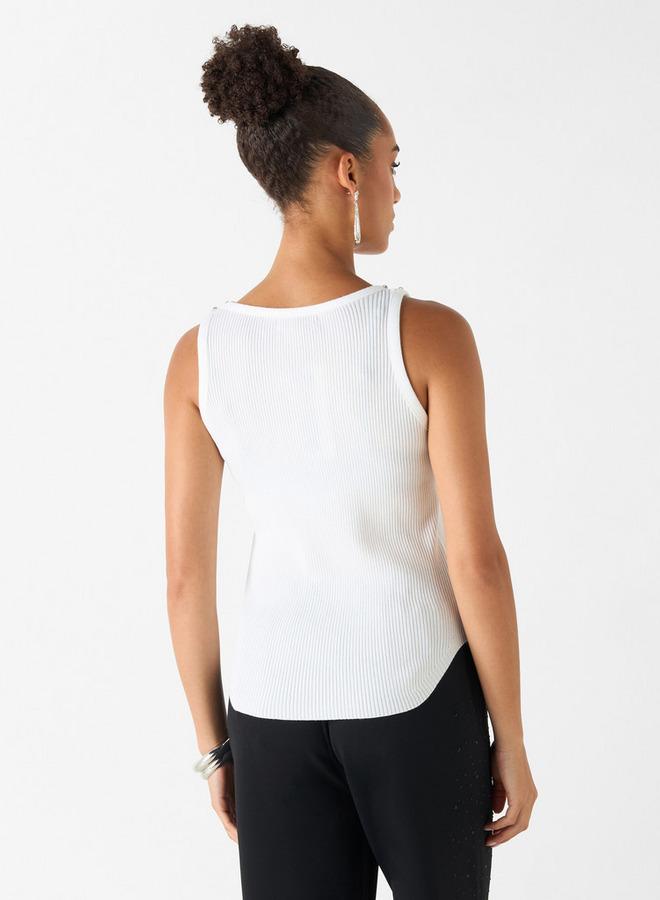 تواكستريمز بلوزة مزينة بدون أكمام بياقة مستديرة من تو إكستريمو - Image 3