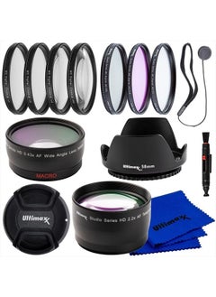 58MM Complete Lens Filter Accessory Kit with 58MM 2.2X Telephoto and .43x Wide Angle/Macro Lenses for: Canon EOS Rebel 9000D 800D 760D 750D 700D 1300D 1200D and More