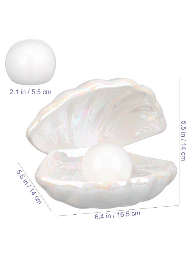 Shell Pearl Design Night Light Ceramic White - Image 2
