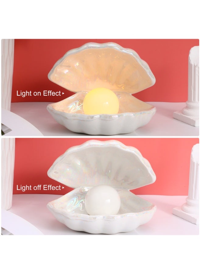 Shell Pearl Design Night Light Ceramic White - Image 3