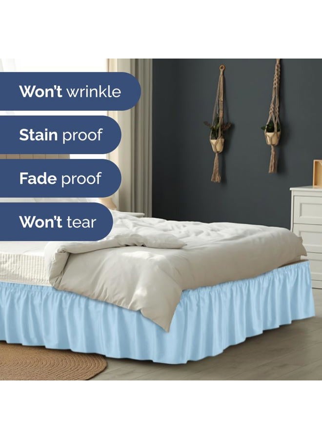 CGK Unlimited Ruffled Light Blue Queen Bed Skirt – Hotel-Quality Ruffles for Queen Beds with 12 in. Drop – Elastic Wrap Around Dust Ruffle Queen Bedskirt for Easy Fitting with Brushed Fabric by CGK Unlimited - Image 5