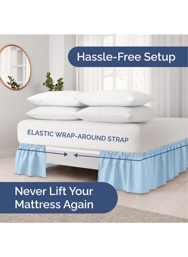 CGK Unlimited Ruffled Light Blue Queen Bed Skirt – Hotel-Quality Ruffles for Queen Beds with 12 in. Drop – Elastic Wrap Around Dust Ruffle Queen Bedskirt for Easy Fitting with Brushed Fabric by CGK Unlimited - Image 2
