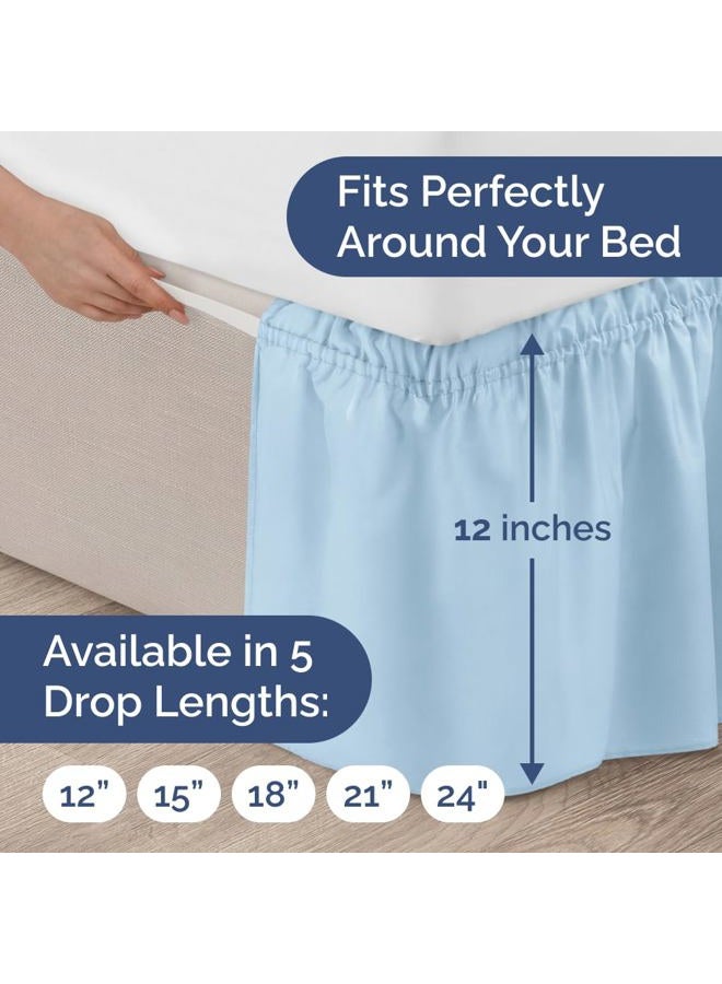 CGK Unlimited Ruffled Light Blue Queen Bed Skirt – Hotel-Quality Ruffles for Queen Beds with 12 in. Drop – Elastic Wrap Around Dust Ruffle Queen Bedskirt for Easy Fitting with Brushed Fabric by CGK Unlimited - Image 4