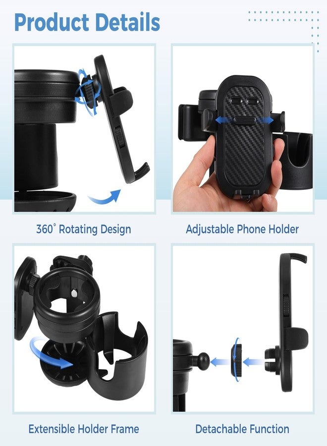 Homaisson 3 in 1 Cup Holder for Walker, Wheelchair Cup Holder with Phone Holder, Adjustable 360-Degree Rotating Mount, Sturdy Clamp - Image 4