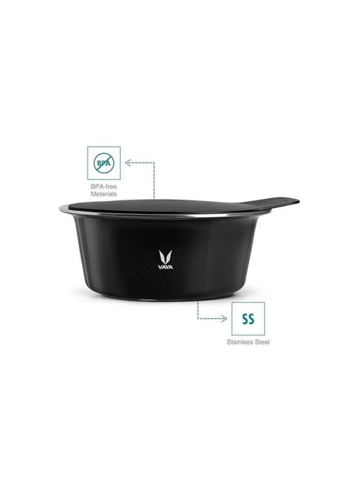 Atlasware VAYA HauteCase Premium Stainless Steel Hot Box with Stack Lid to Serve Roti, 2000 ML Vacuum Insulated Steel Hot Box Keeps Food Hot & Fresh, Kitchen Hot Pot Improves Dining Table Decor,Sable Black  - Image 2
