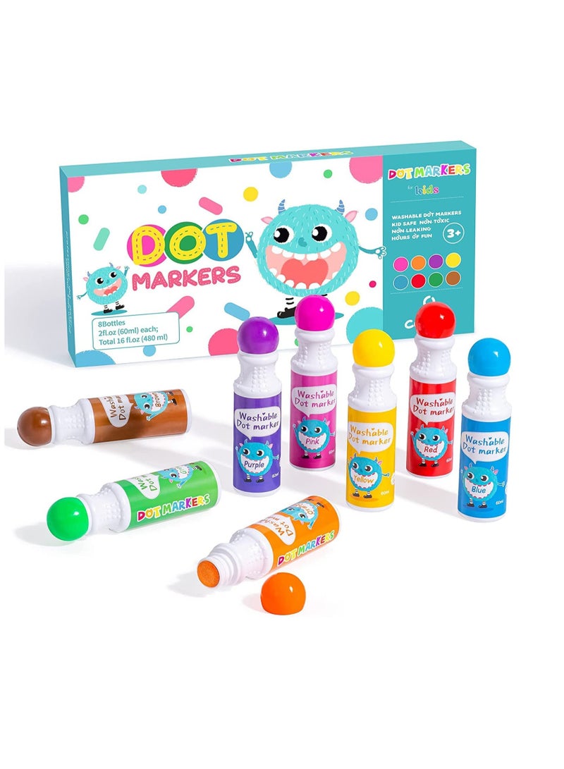 SYOSI Dot Markers Bingo Daubers 8 Colors Washable Markers for Toddlers Arts and Crafts Supplies Toddler Activities Non-Toxic Washable Coloring Markers for Preschool Kids Learning - Image 1