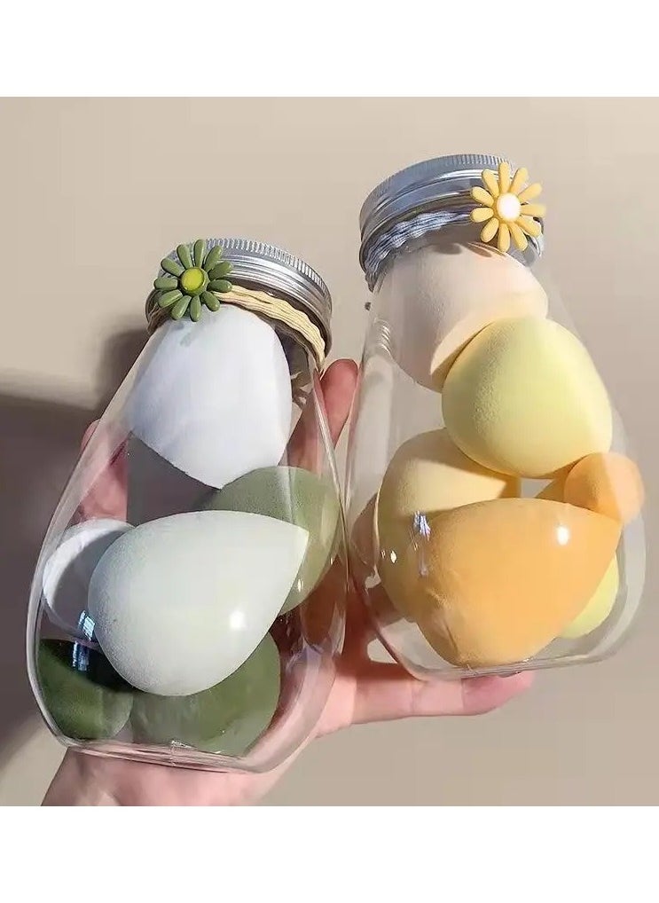 ORiTi - 6Pcs Soft Teardrop Blender Sponge Set with Jar Flawless Bottle Design for Perfect Makeup Application - Image 1